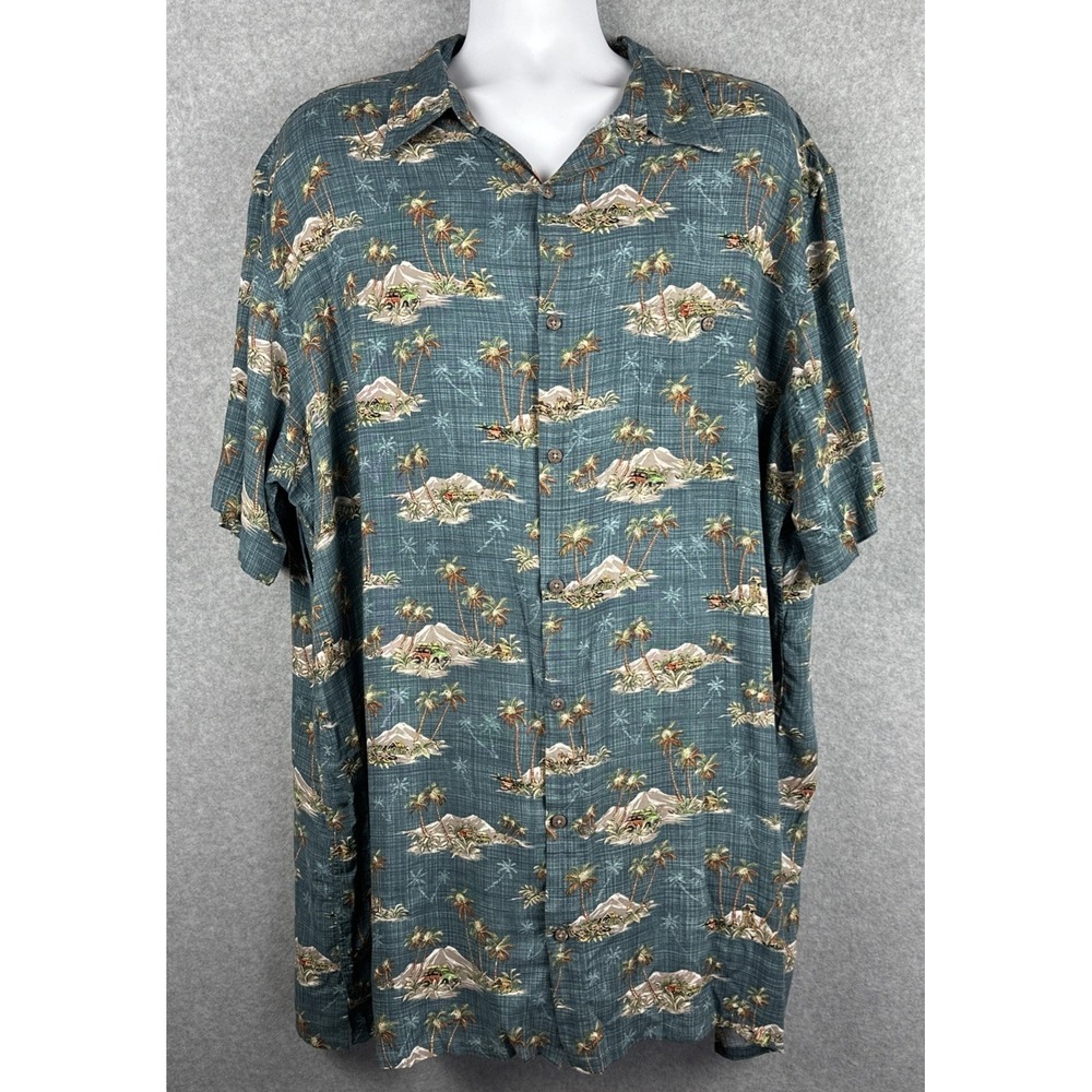Foundry Men's Island Palm‎ Tree Short Sleeve Button Down Shirt Size 2XLT